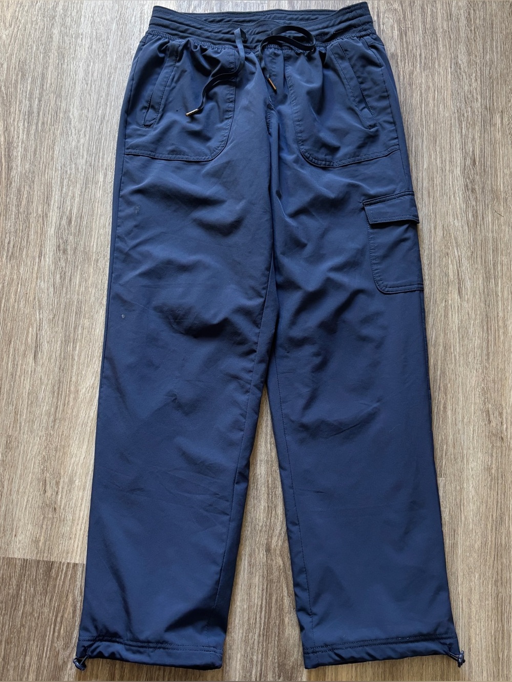 Eddie Bauer Fleece Lined Tech Cargo Pants Blue Drawstring